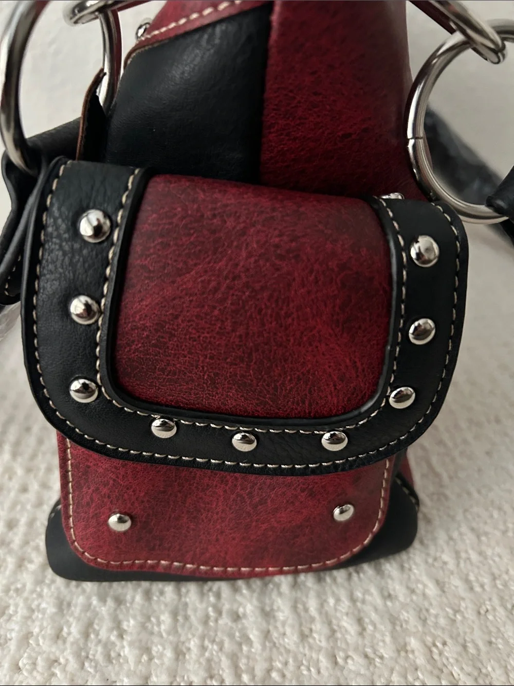 Women's Western Red and Black Embellished Cross Conceal and Carry Shoulder Bag